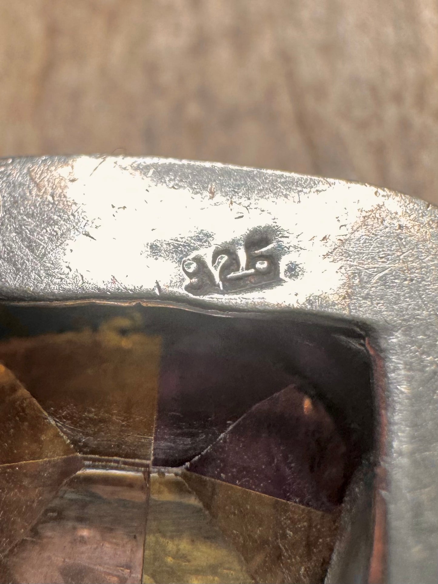 Vintage Citrin Quadrat 925 Sterling Silber Anhänger