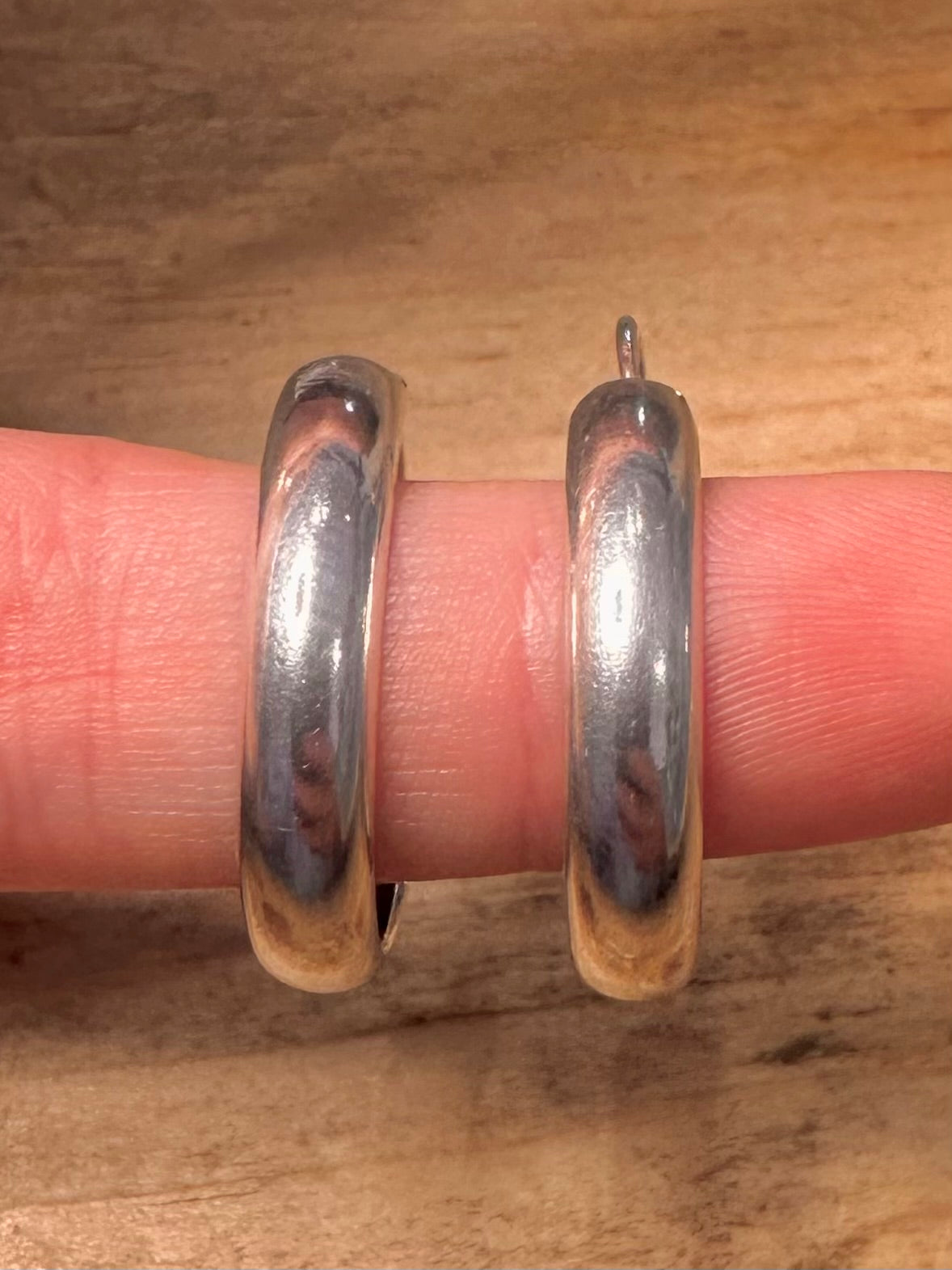 Vintage Chunky Hoops 925 Silver Earrings