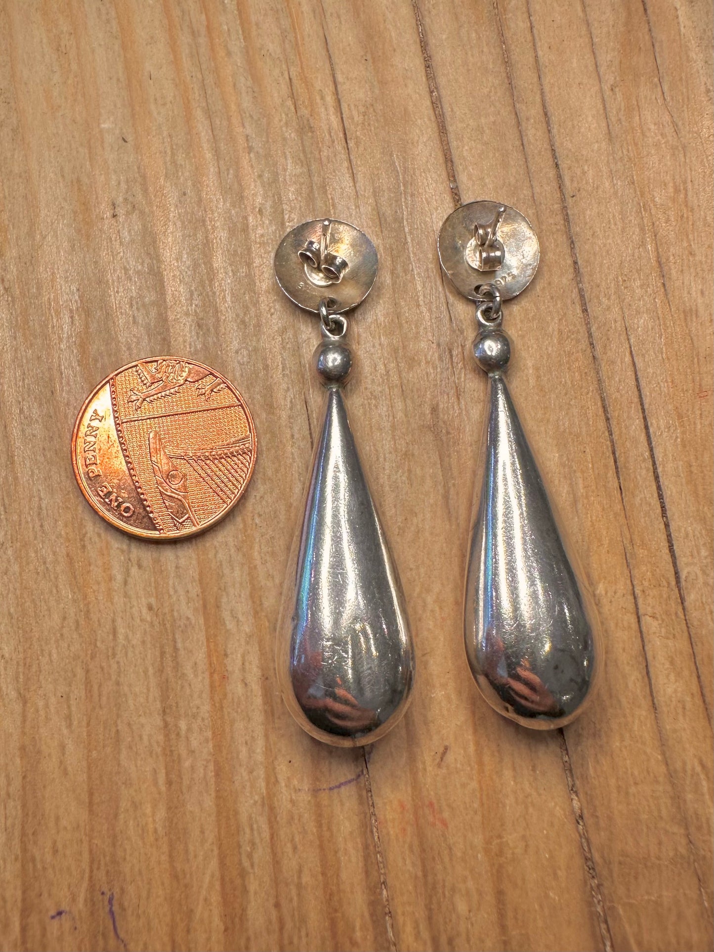 Vintage Dangle Teardrop 925 Sterling Silver Earrings