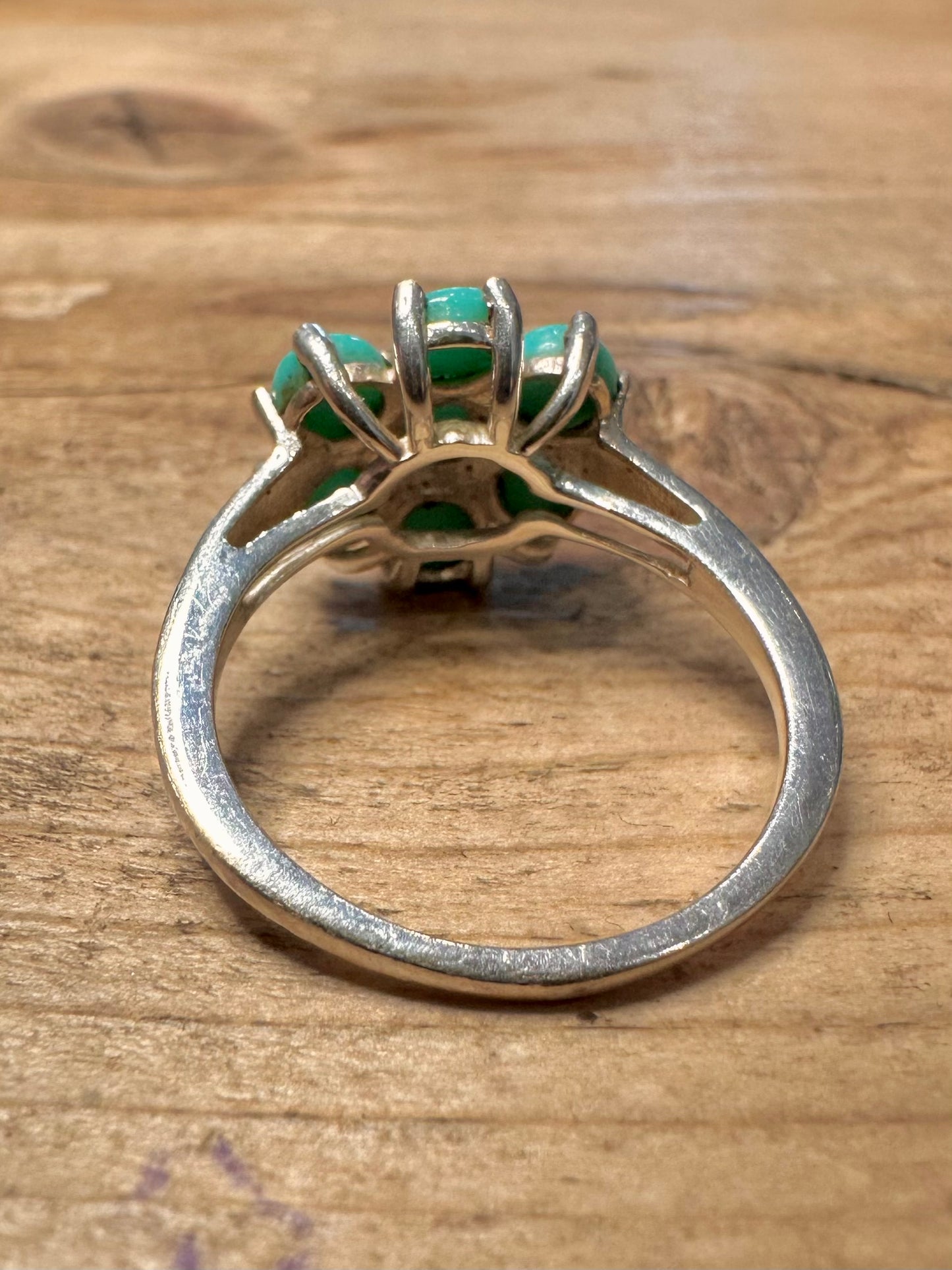 Vintage Blue Ball Cluster 925 Silver Size O1/2 Ring