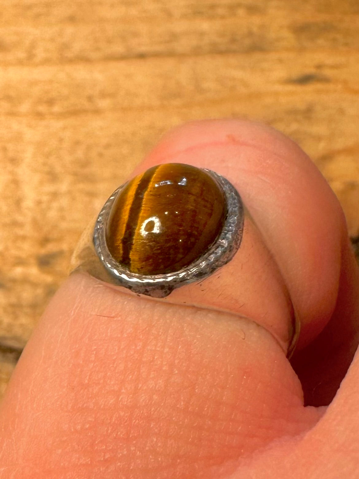 Vintage 1980 Tigers Eye Signet 925 Silver Size K Ring