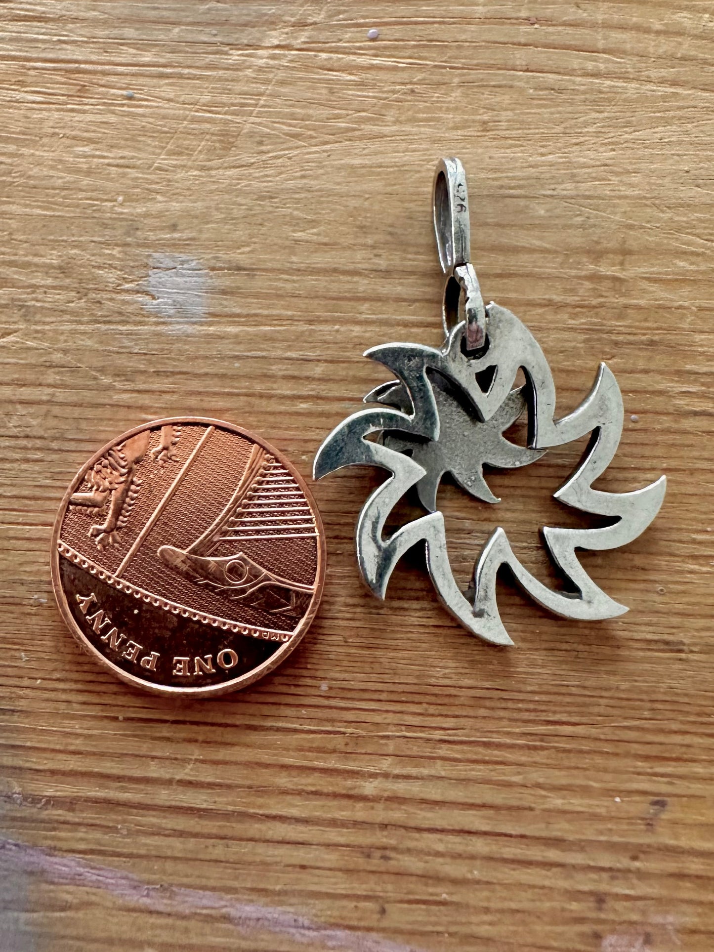 Vintage Double Spiky Swirl 925 Silver Pendant