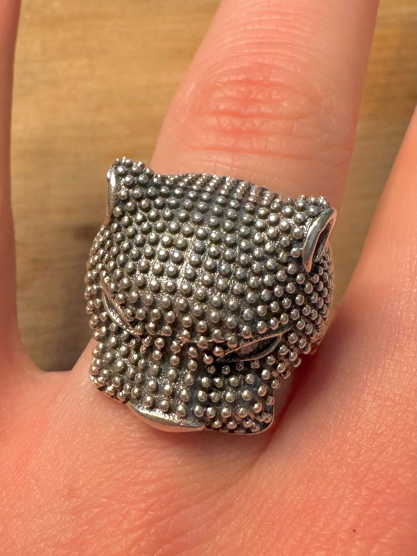 Modernist Panther Head 925 Silver Size S Ring