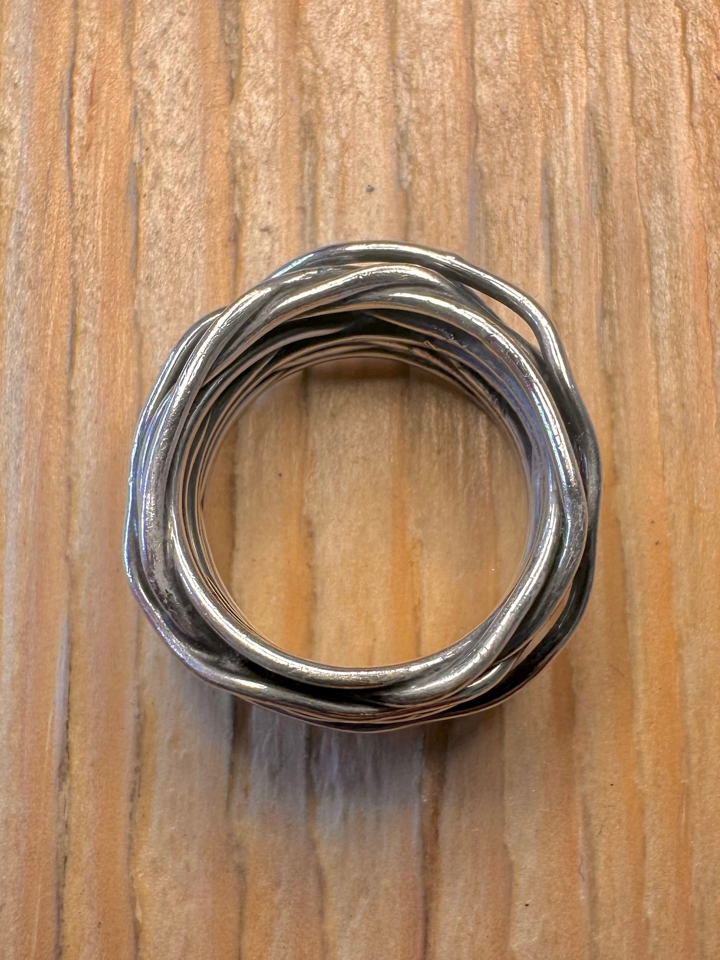 Modernist Brutalist Layer 925 Sterling Silver Size O Ring