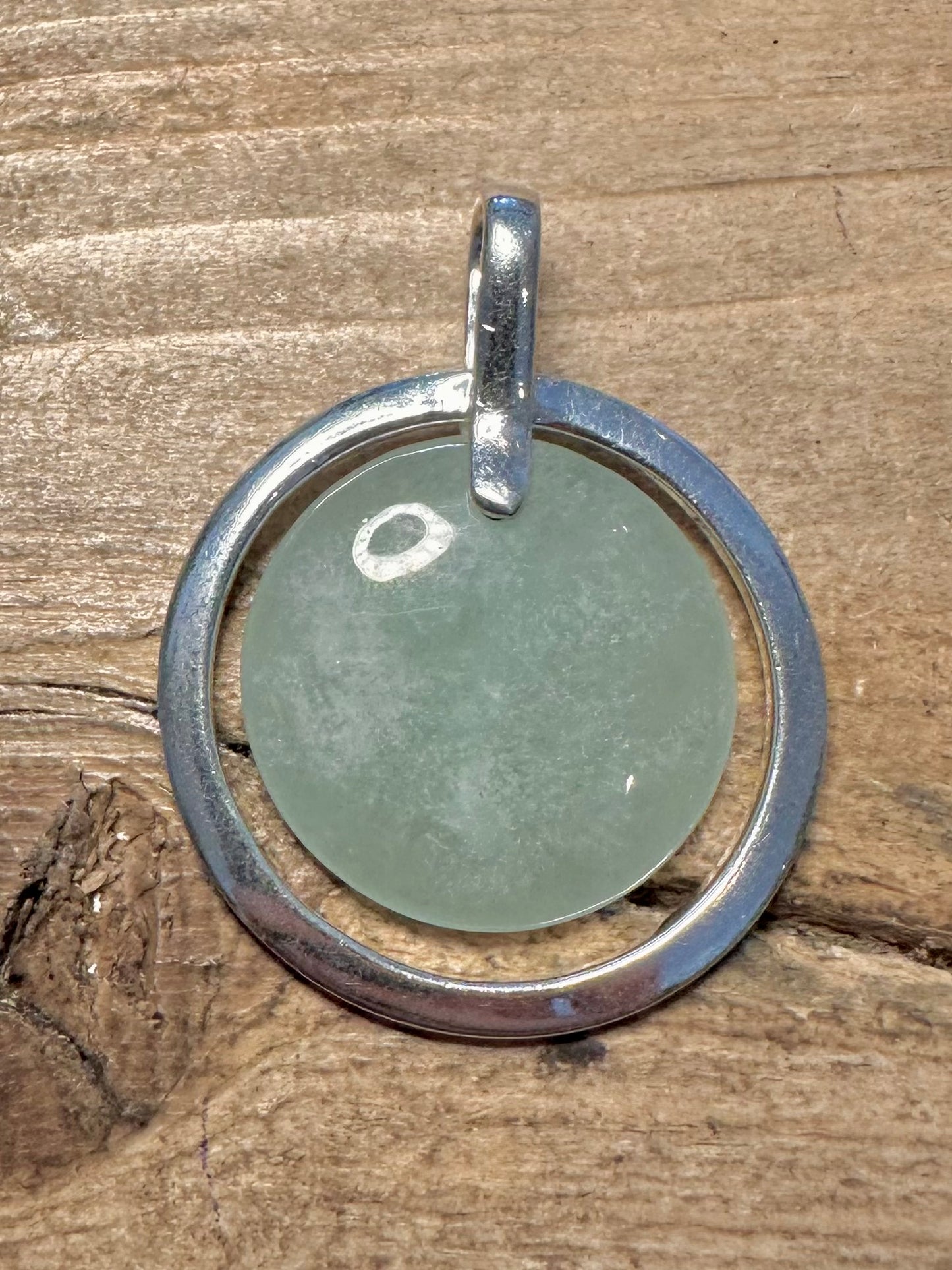 Abstract Jade Circle 925 Silver Pendant