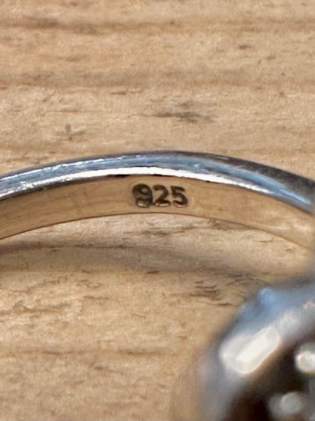 Modern Abstract CZ 925 Silver Size N Ring