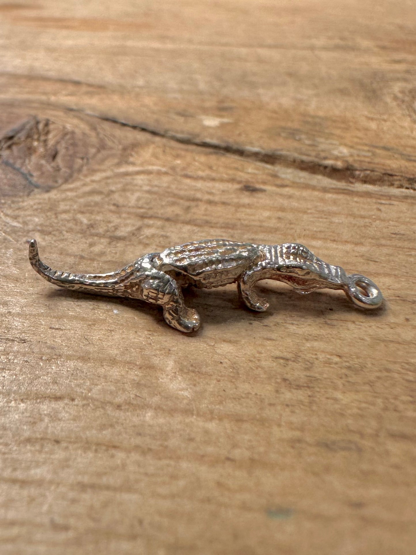 Vintage Articulated Crocodile 925 Silver Charm Pendant