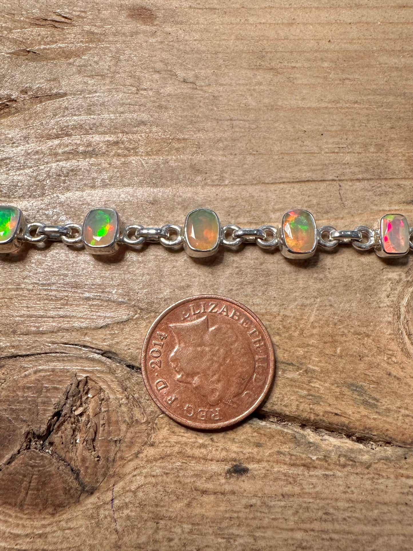 Modern Opal Link 925 Silver 7.5 to 8 inch Bracelet