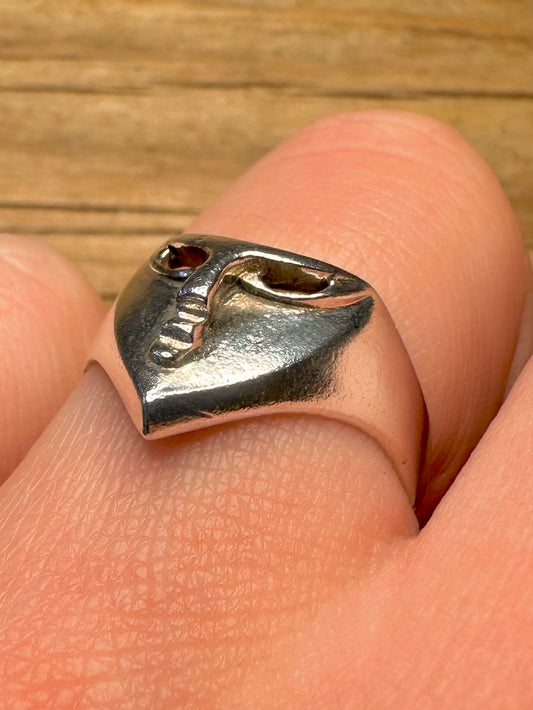 Vintage Mask 925 Sterling Silver Size Q Ring