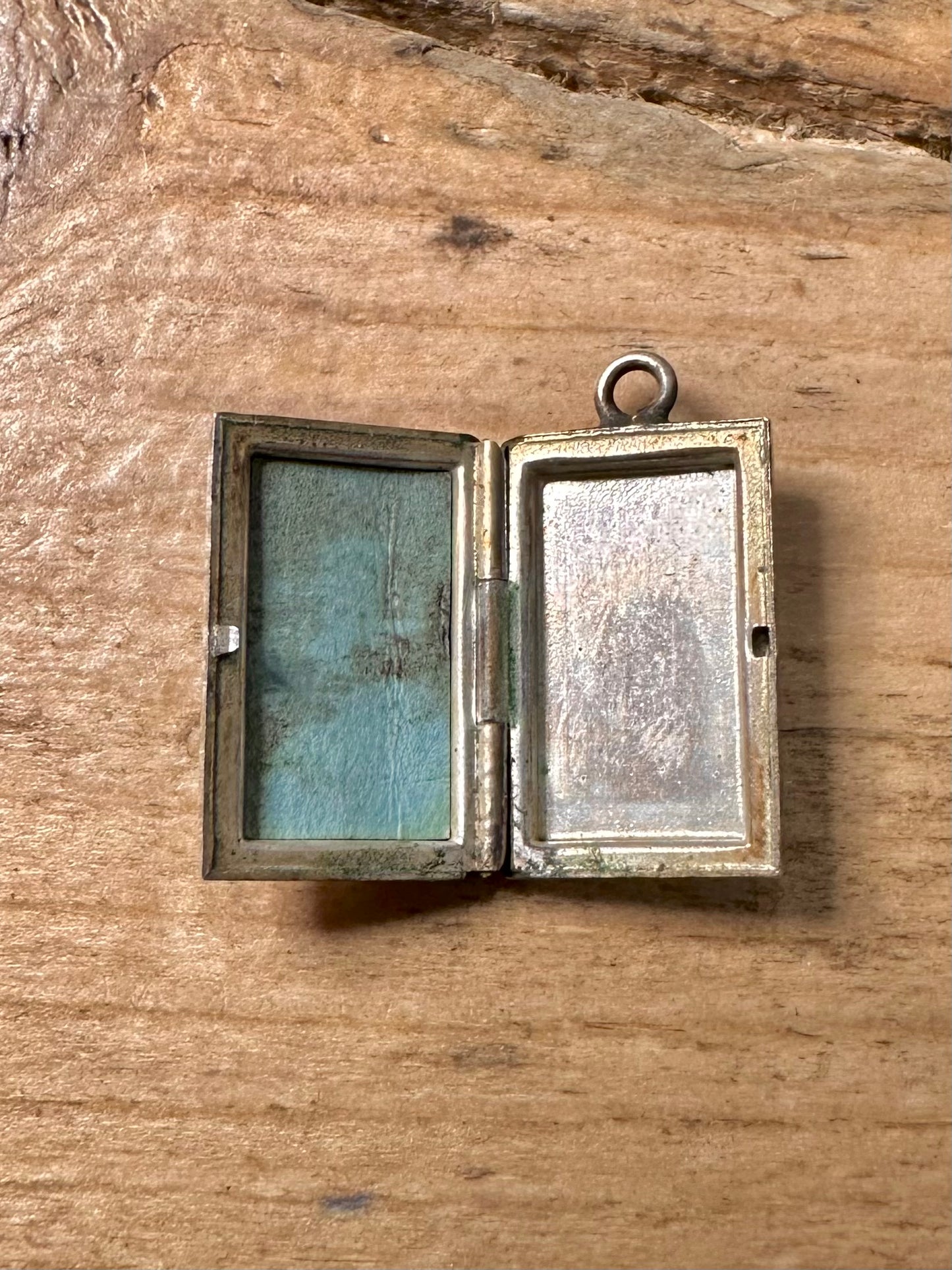 Vintage Rectangle Engraved 925 Silver Locket Pendant