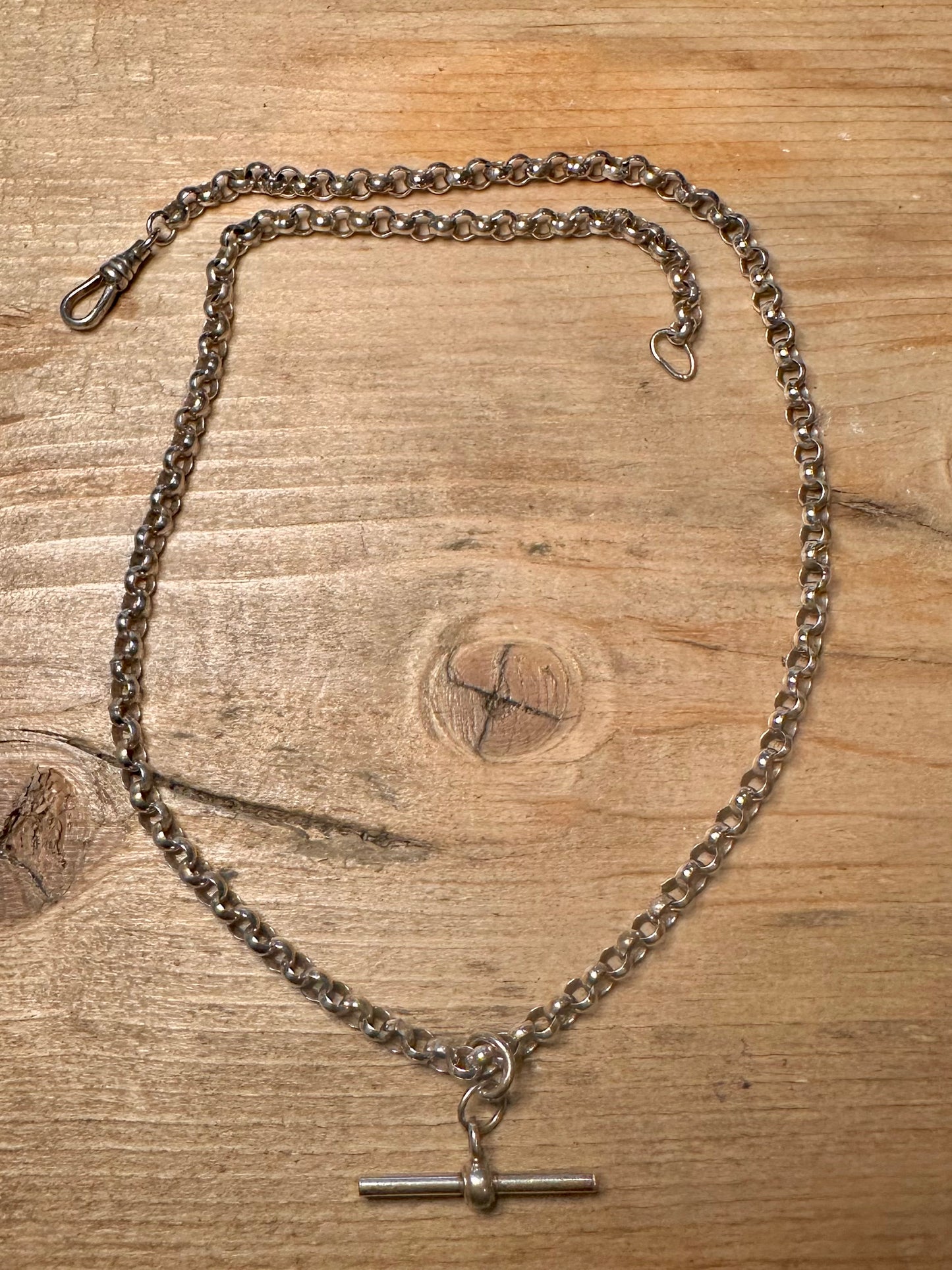 Vintage Belcher Chain T Bar Albert Clasp 925 Silver 18 inch Necklace
