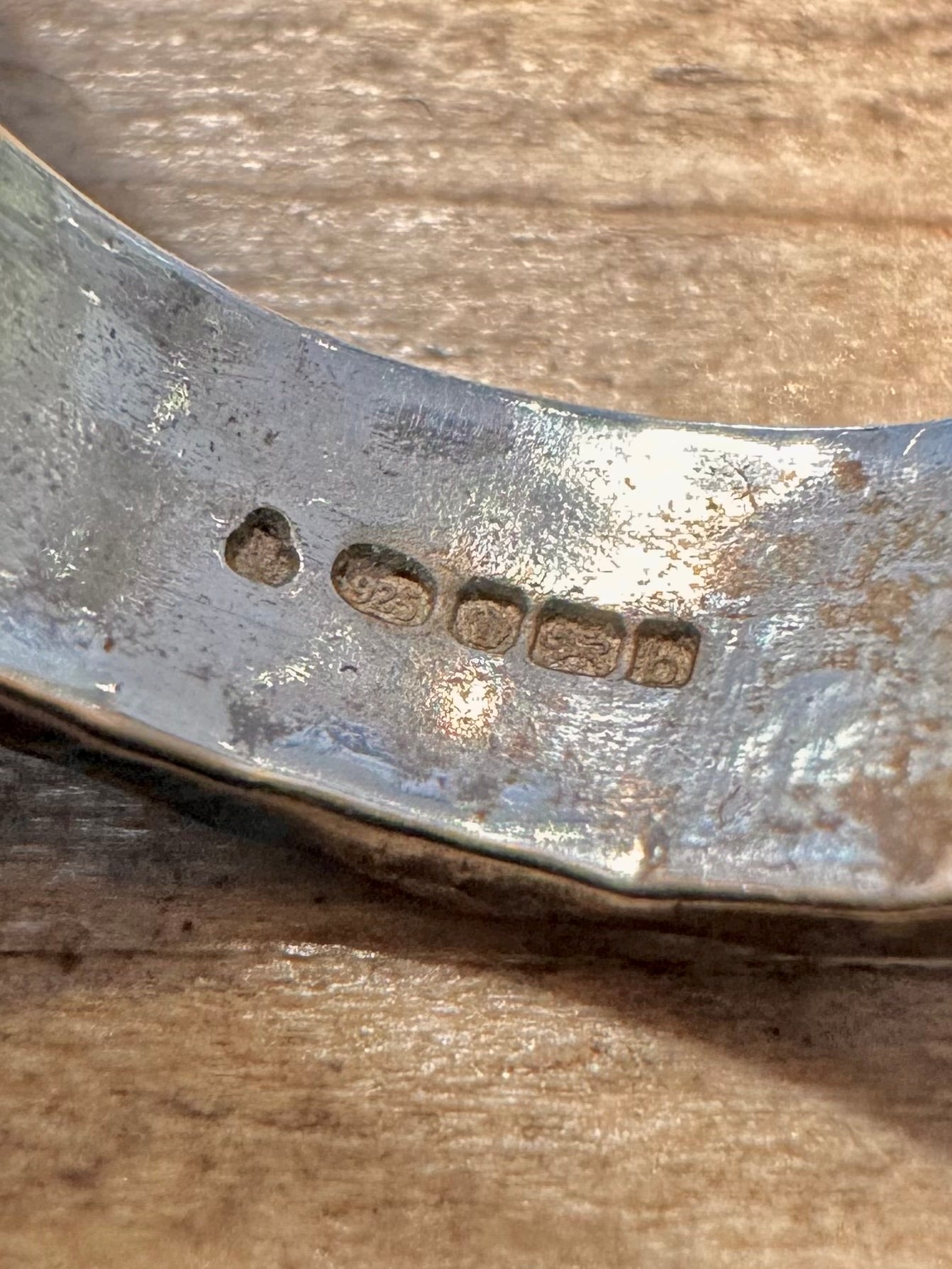 Abstract 2001 Hammered Square 925 Silver Size K1/2 Ring