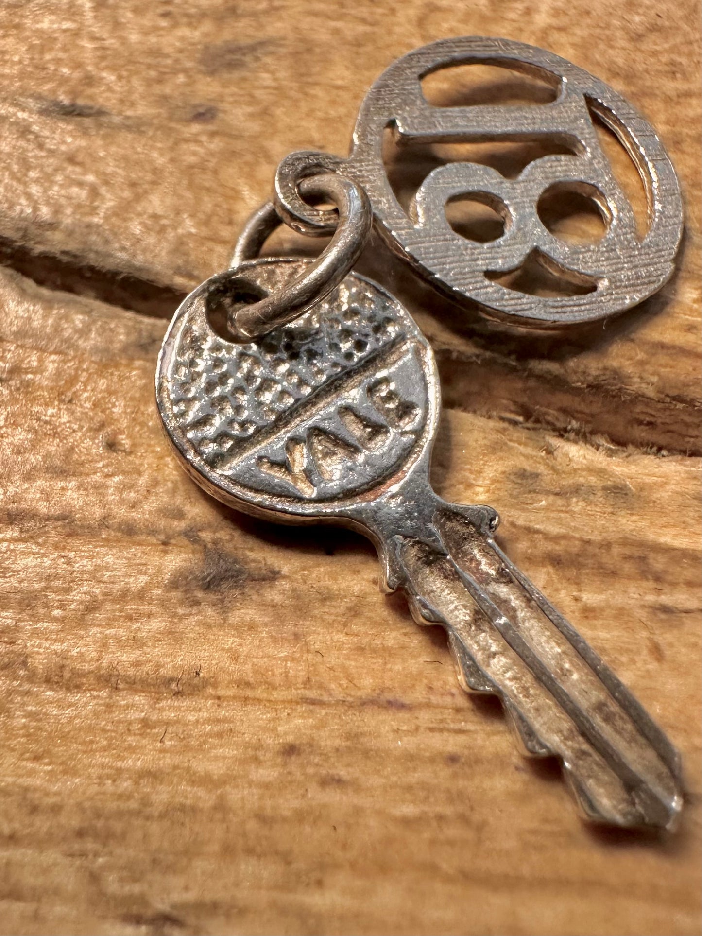 Vintage 18 and YALE Key 925 Silver Charm Pendant