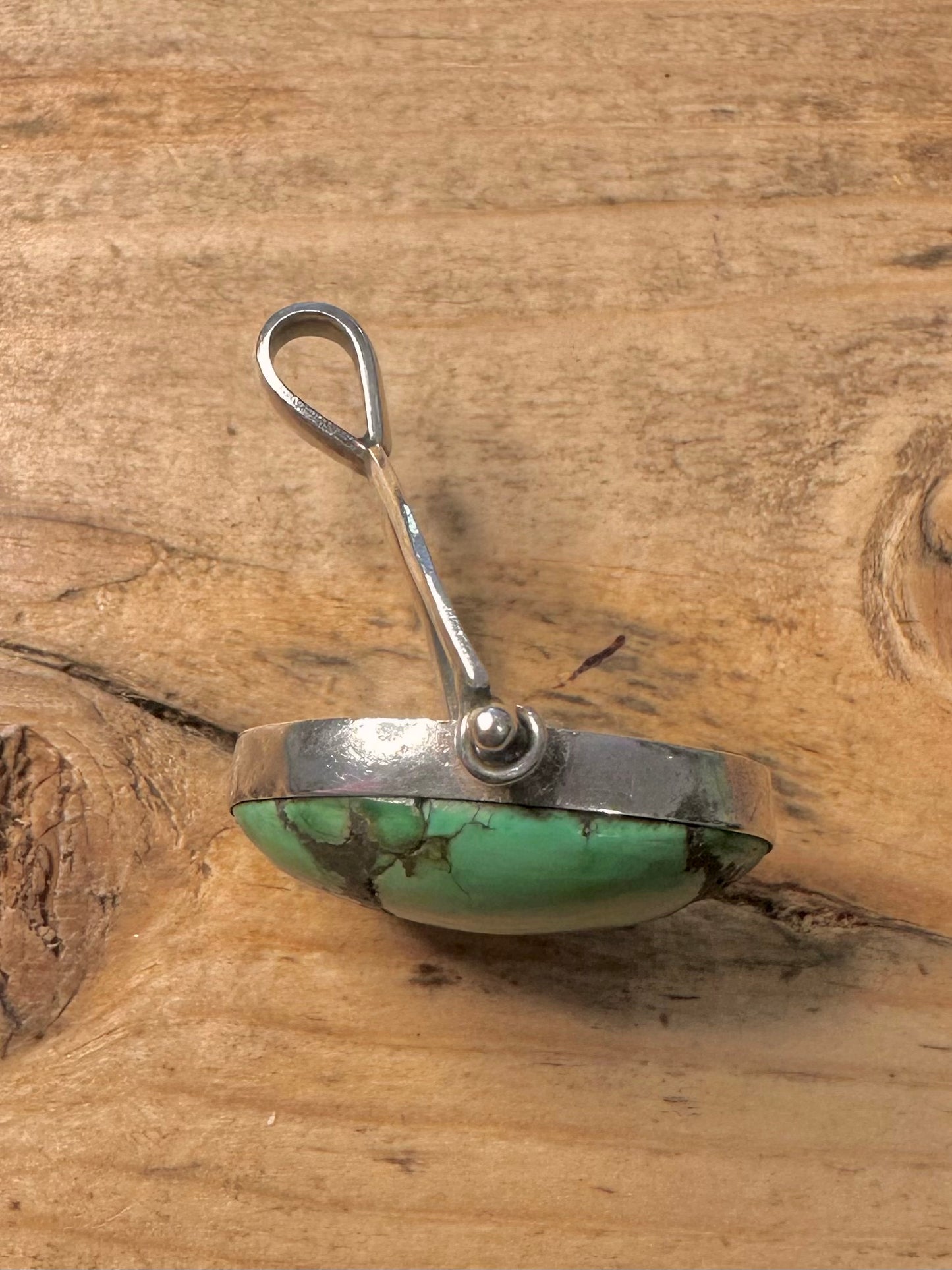 Vintage Turquoise Spinner 925 Silver Pendant