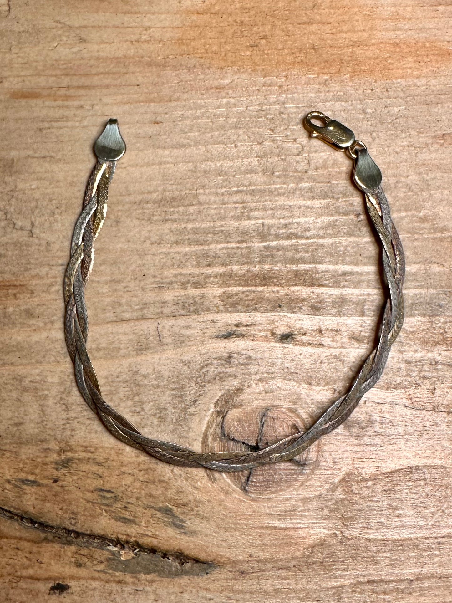 Vintage Woven Gold on 925 Silver 6.5 inch Bracelet
