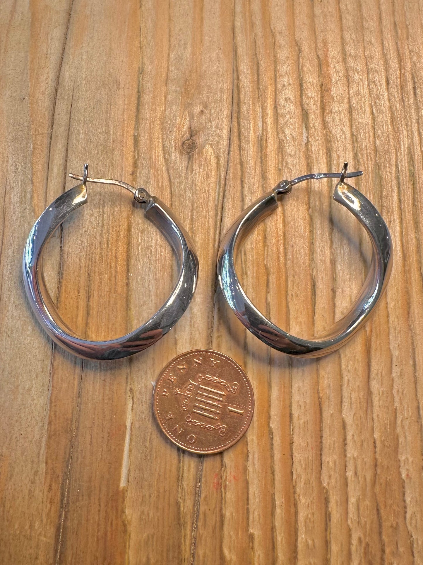 Modernist Twisted Chunky Hoops 925 Sterling Silver Earrings