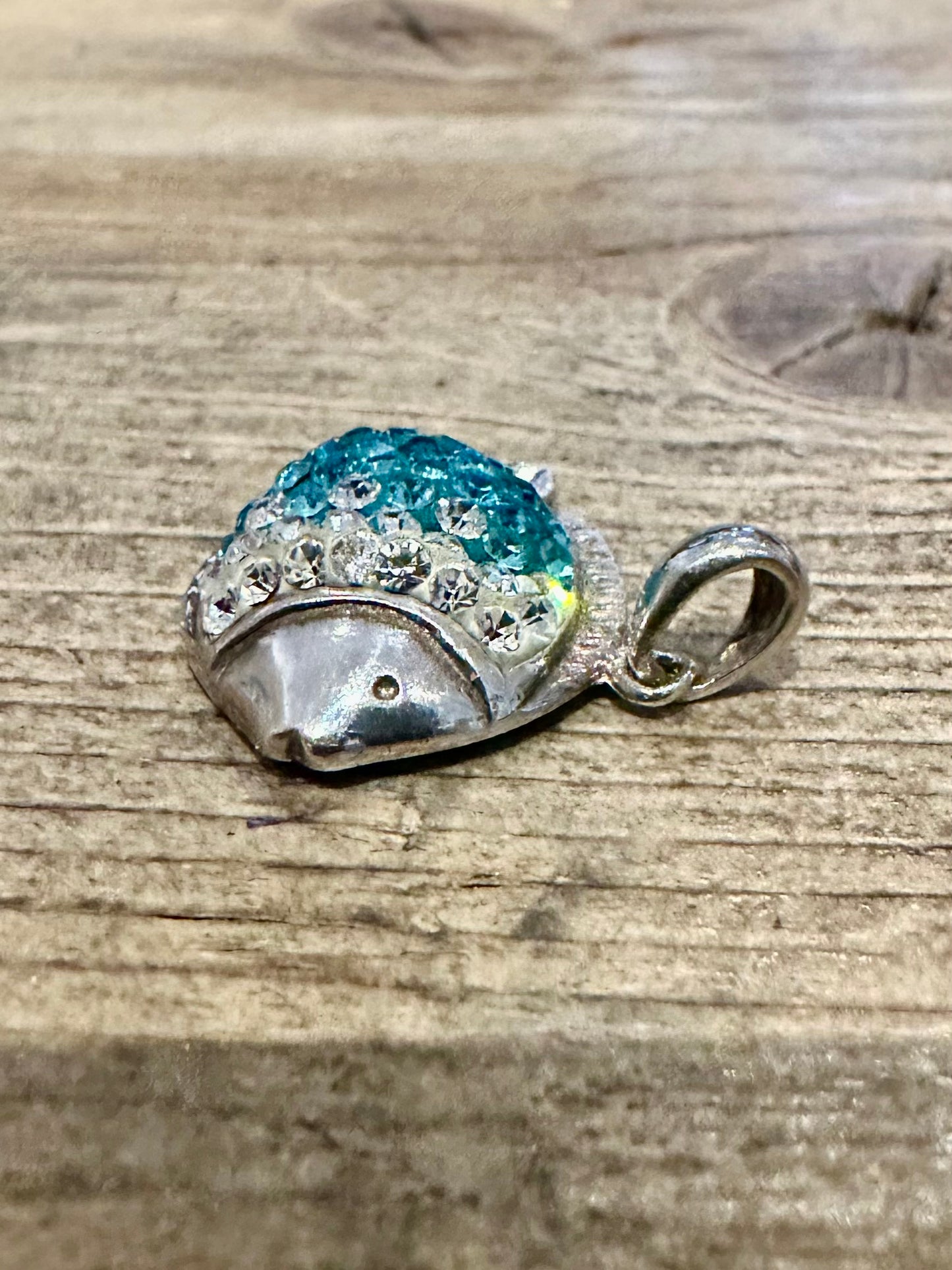 Abstract Blue and White CZ Fish 925 Silver Pendant
