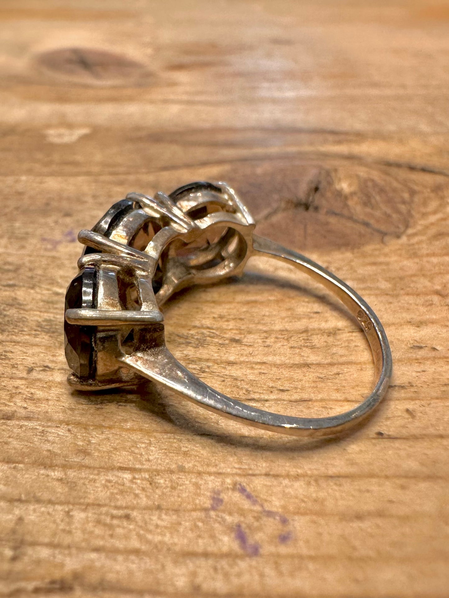 Vintage Smokey Quarts 925 Silver Size N Ring