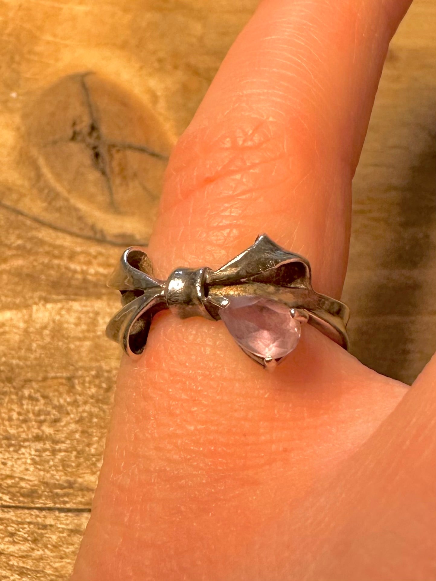 Vintage Bow Amethyst 925 Silver Size L Ring