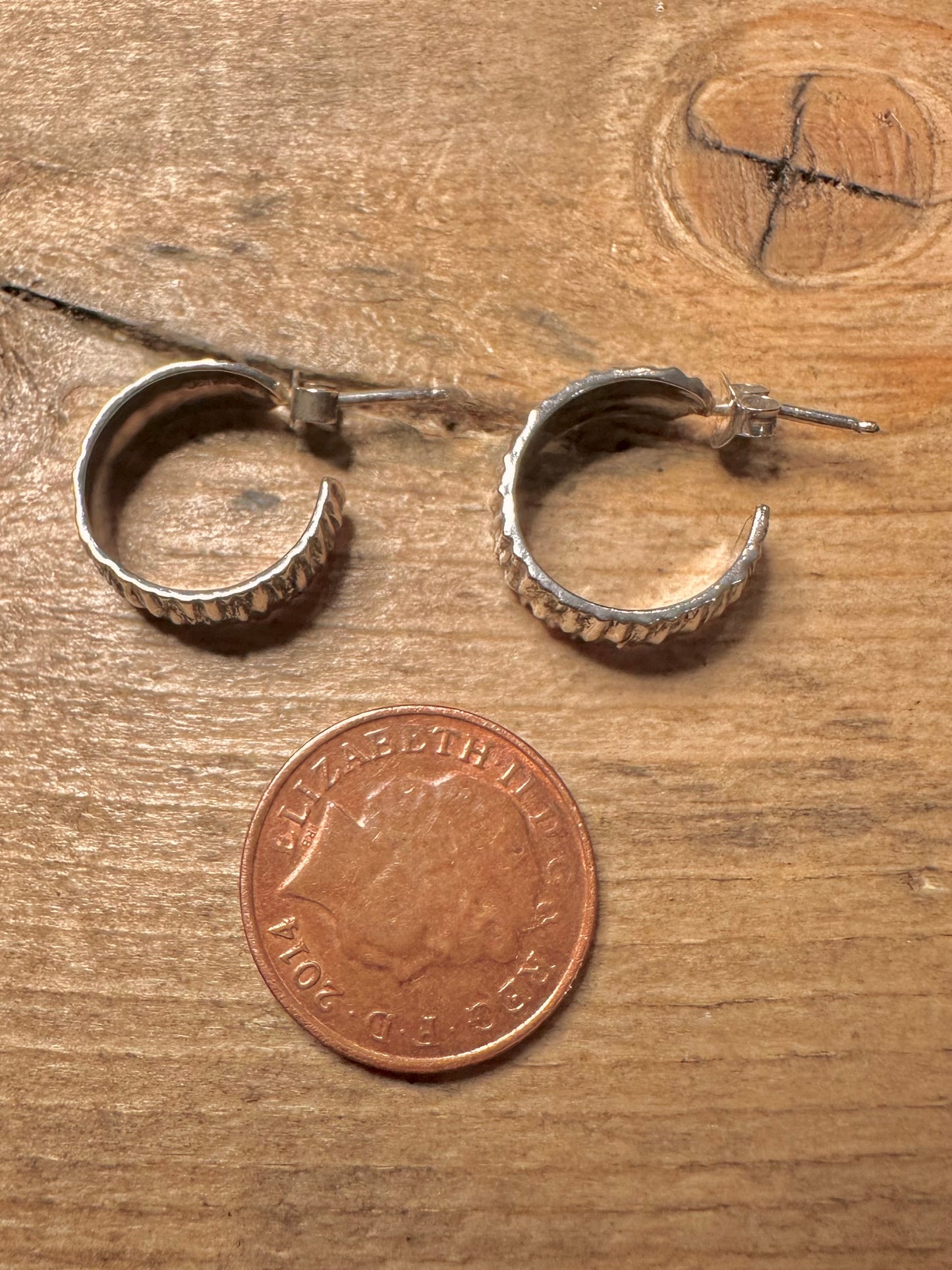 Abstract Textured Half Hoops 925 Silvers Earrings