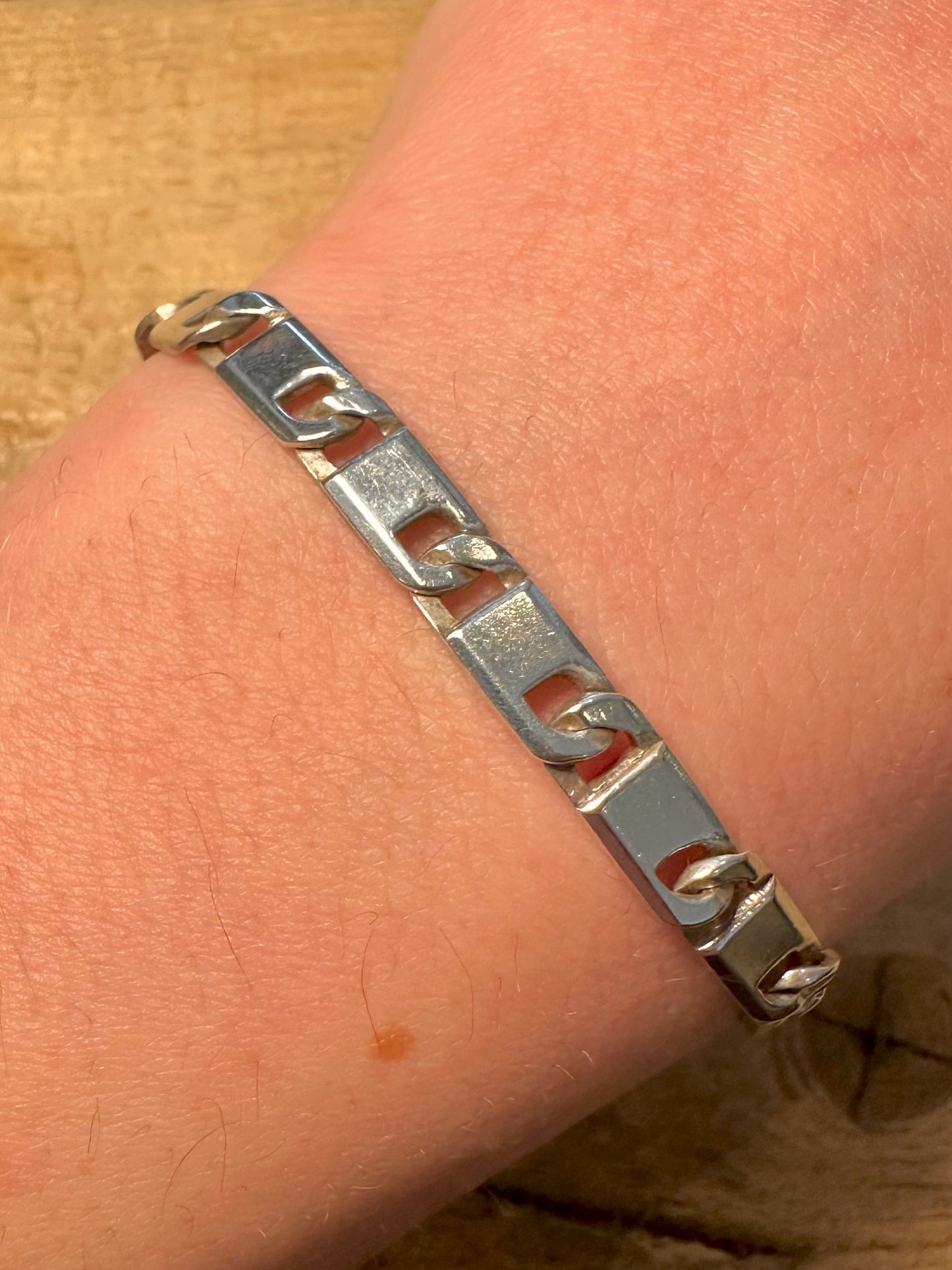 Abstract Bar Link Italy 925 Silver 8.5 inch Bracelet