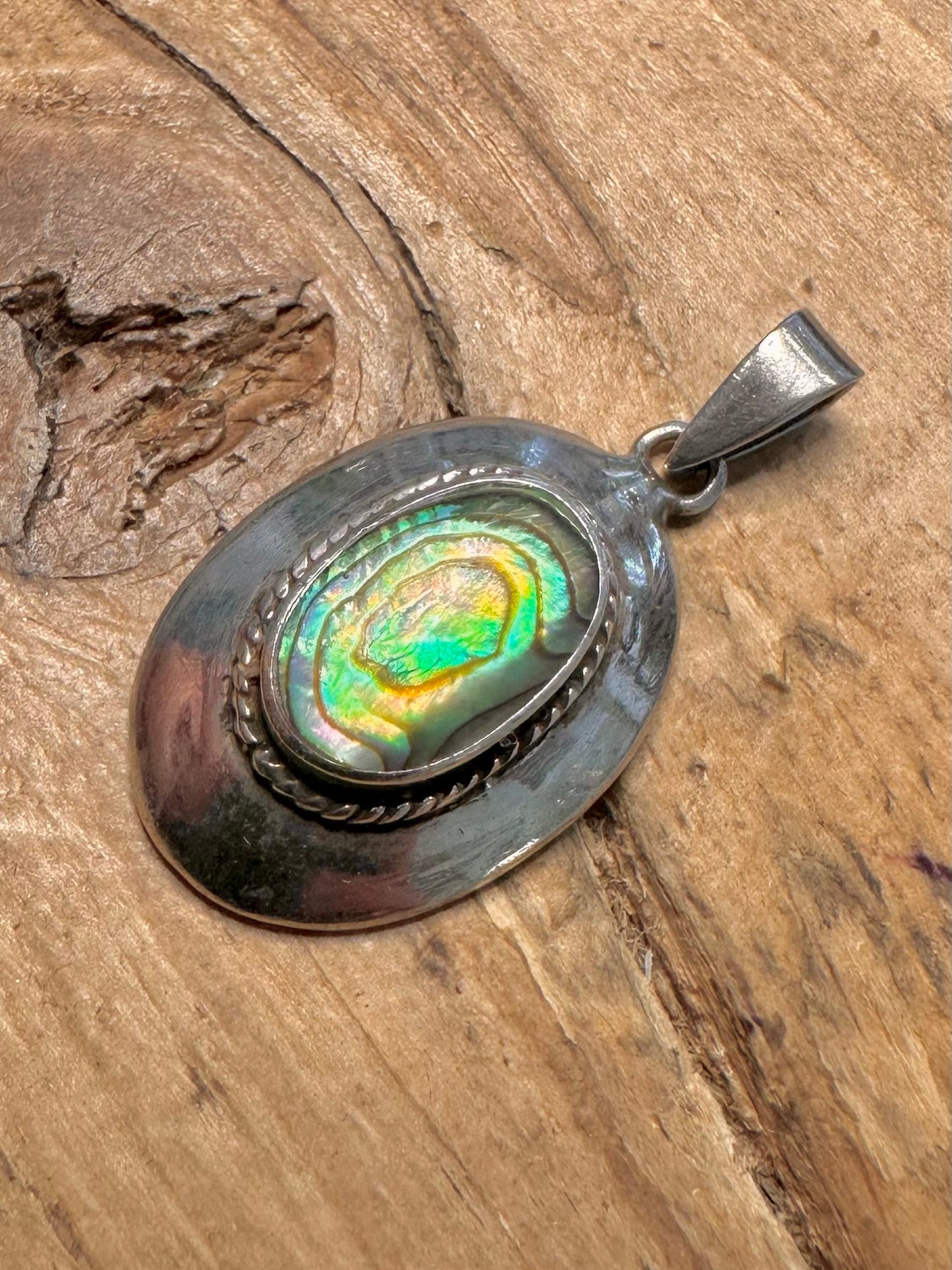Vintage Abalone 925 Silver Pendant