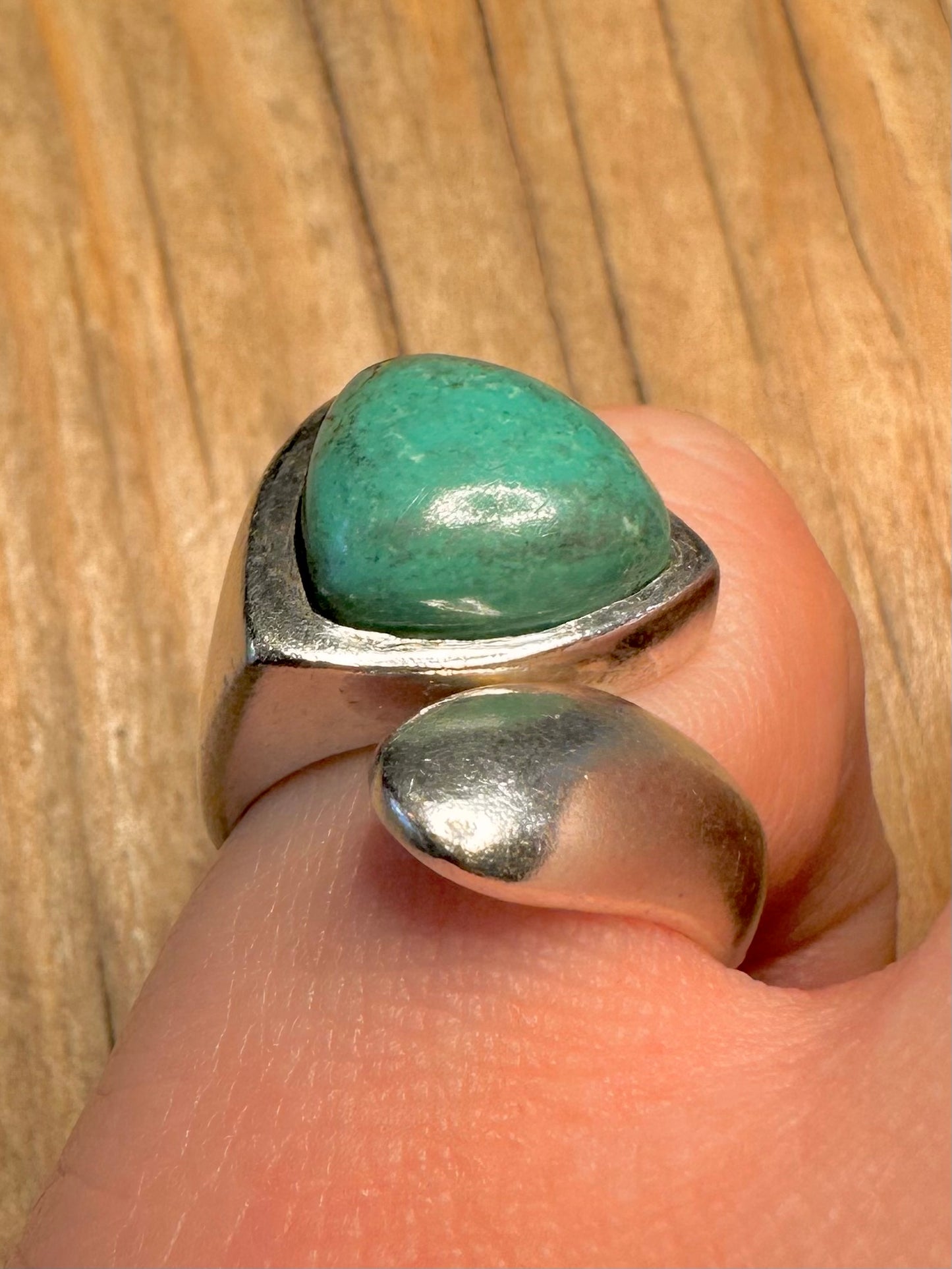 Abstract Turquoise Overlapping 925 Sterling Silver Size M Ring