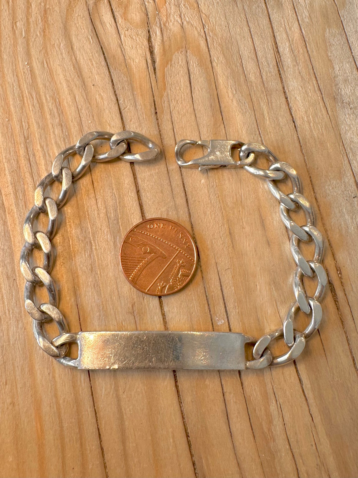 Vintage Identity Curb Chain 925 Silver 8.1 inch Bracelet