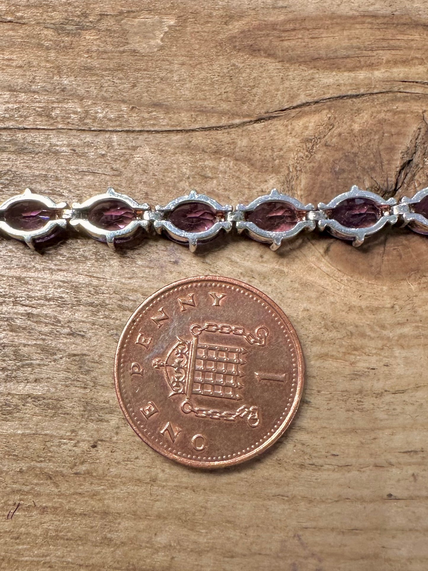 Vintage Amethyst 925 Silver 7 inch Tennis Bracelet