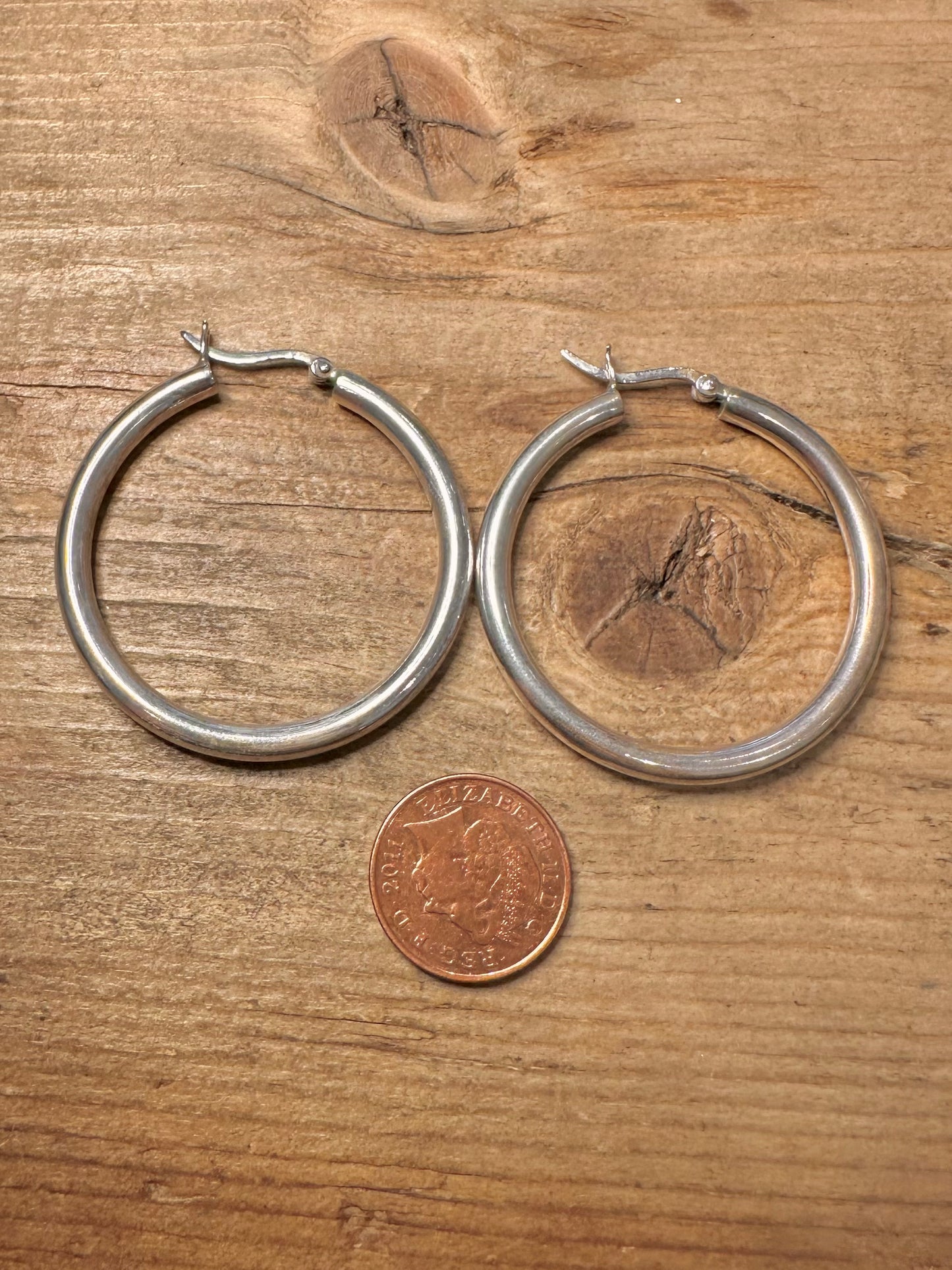Vintage Chunky Rounded Hoops 925 Silver Earrings