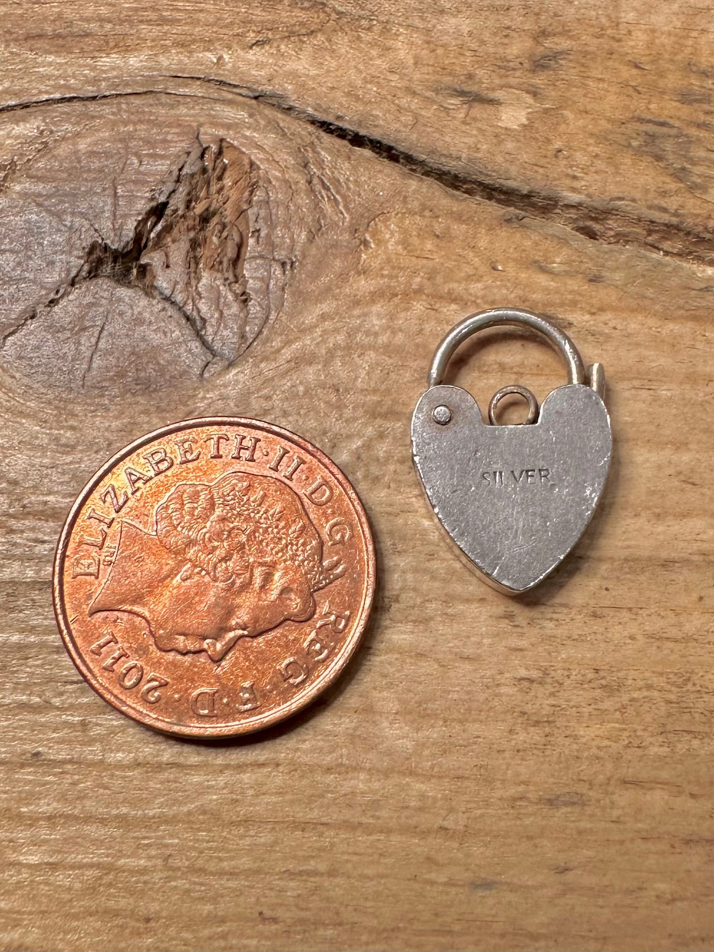 Vintage Heart Padlock 925 Silver Pendant
