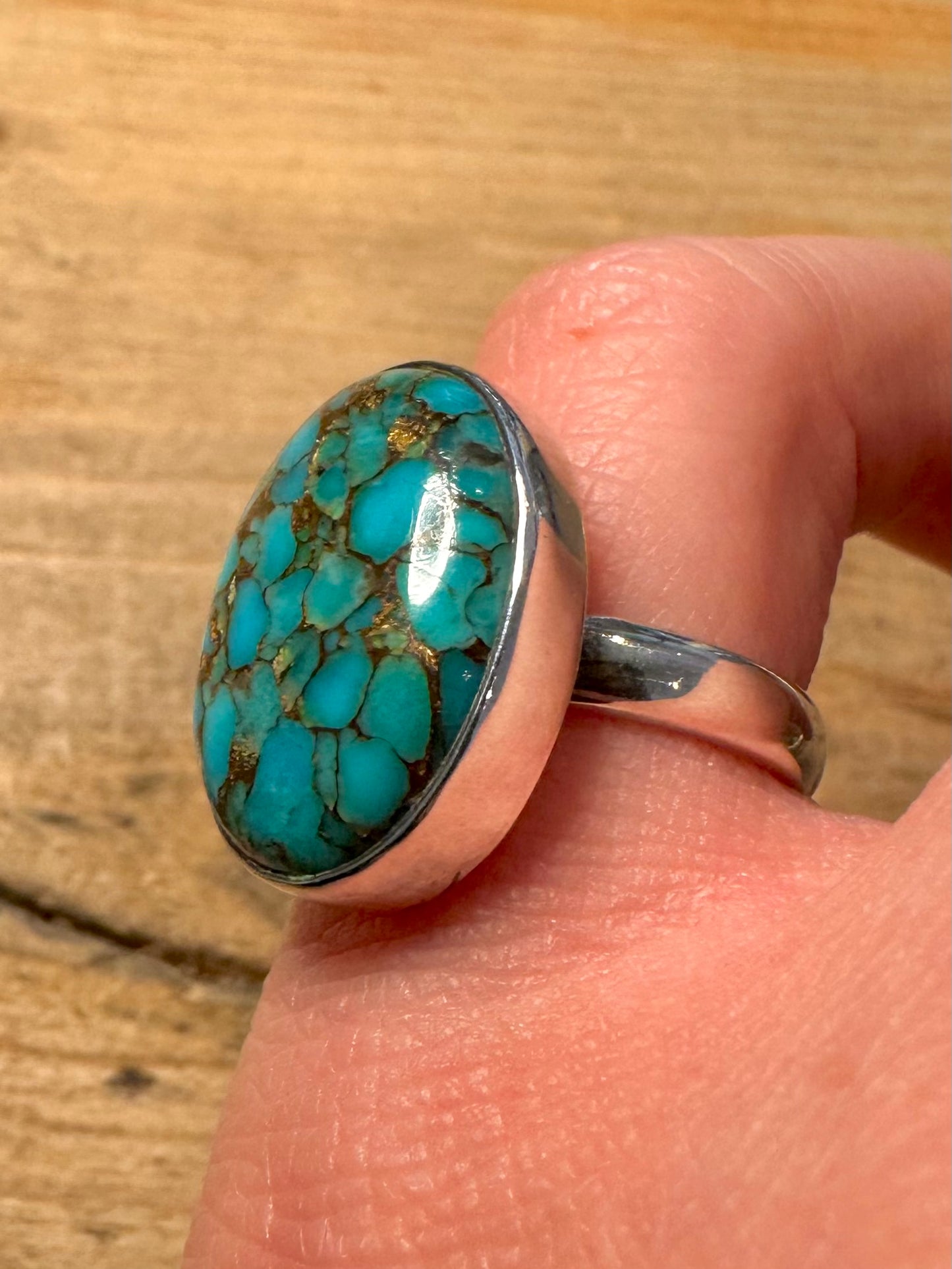 Vintage Natural Turquoise 925 Silver Size N1/2 Ring
