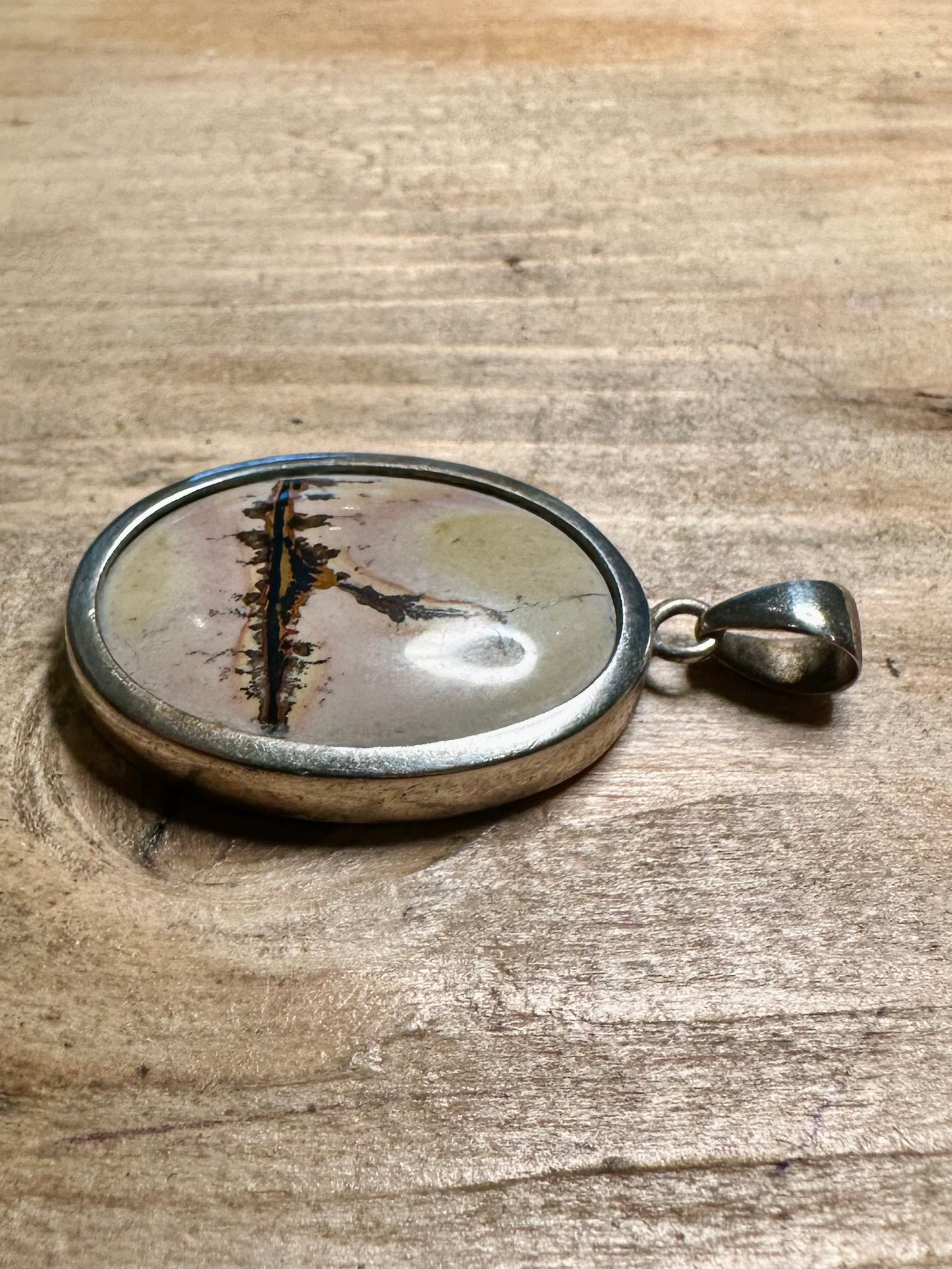 Vintage Jasper Oval 925 Silver Pendant