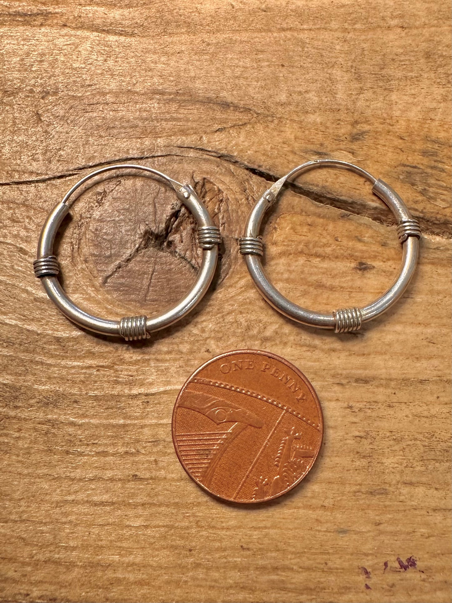 Vintage Wrapped Hoops 925 Silver Earrings