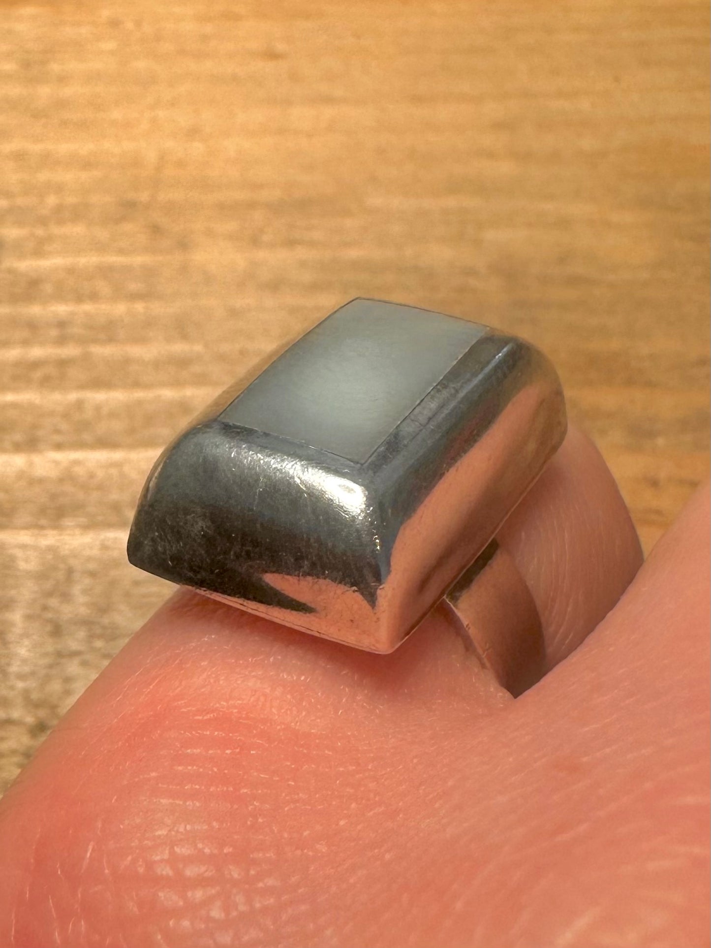 Vintage Chunky Blue Mother of Pearl Mexico 925 Silver Size M1/2 Ring