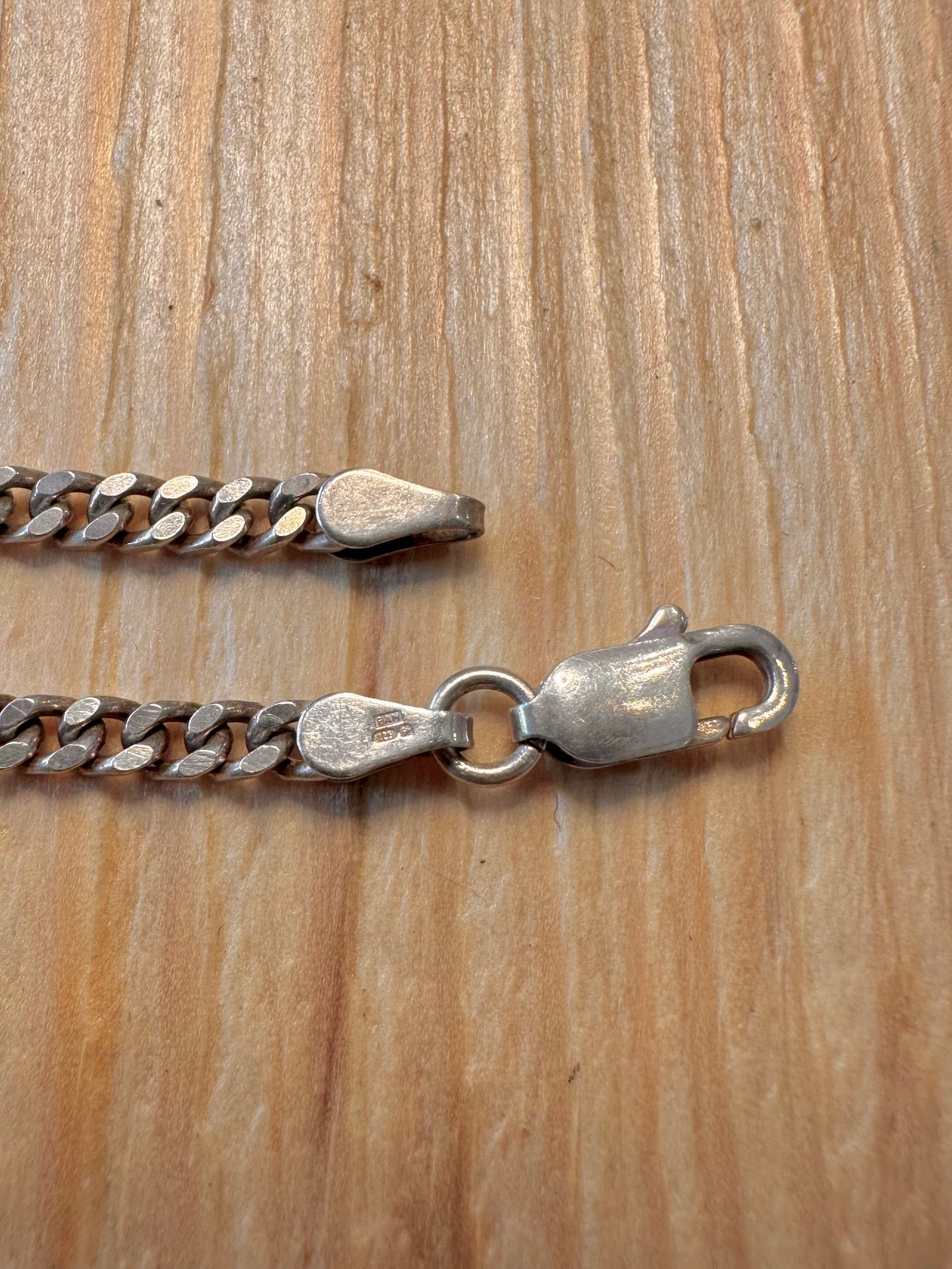 Vintage Black Stone Curb Chain 925 Silver 7.5 inch Bracelet