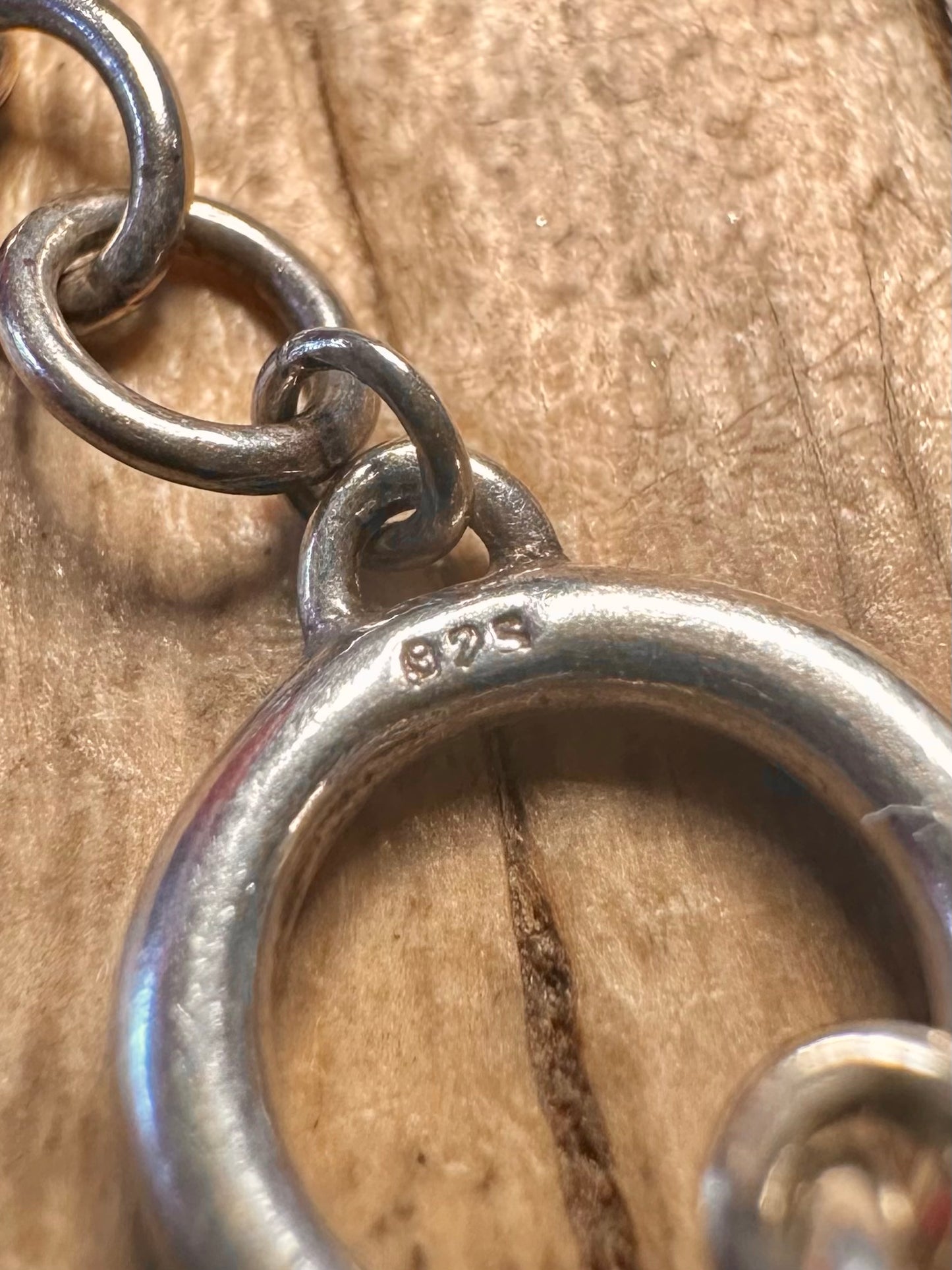 Vintage Belcher Chain Heart T Bar 925 Sterling Silver 7.5 inch Bracelet