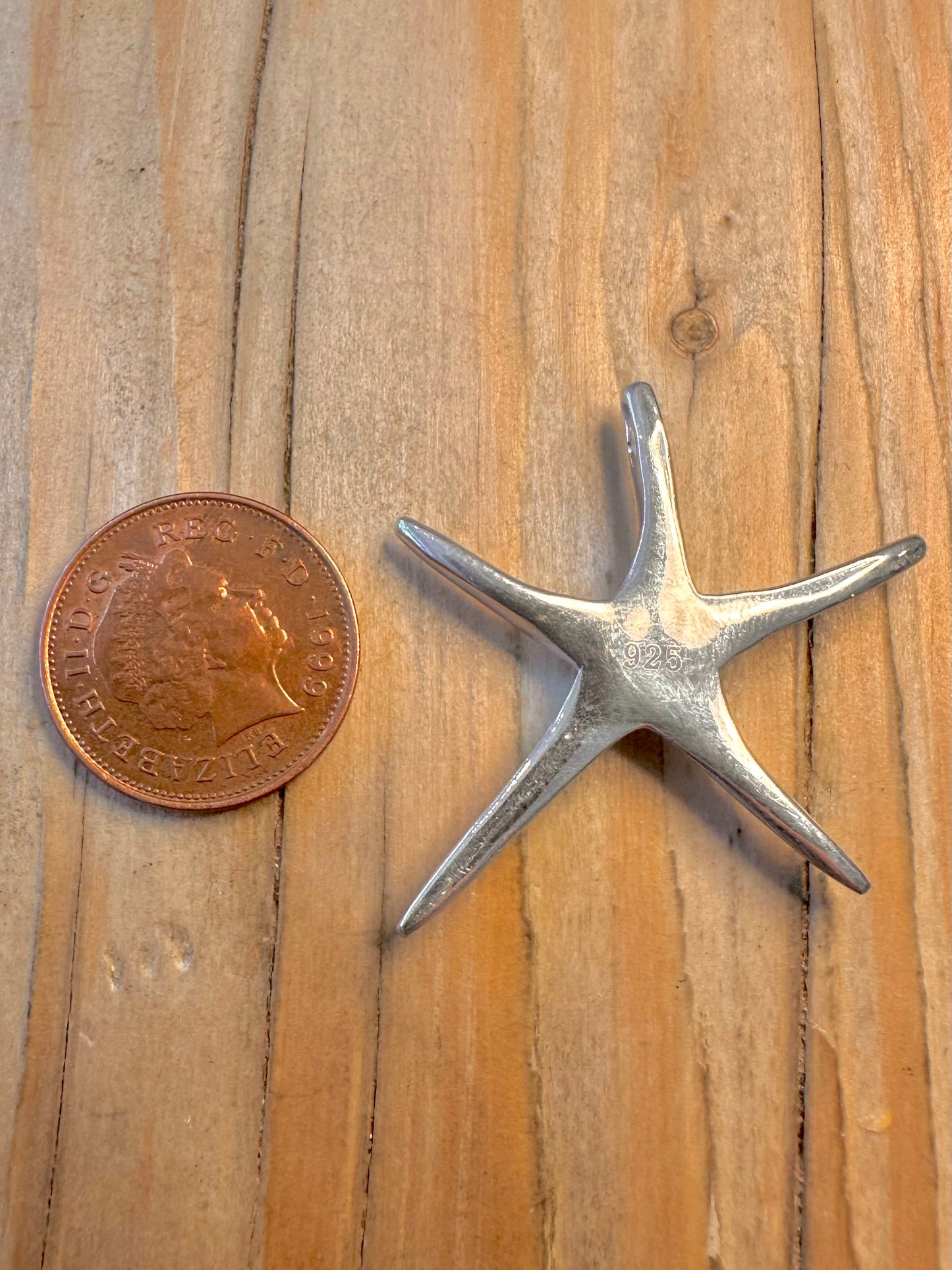 Modernist Star Fish 925 Sterling Silver Pendant