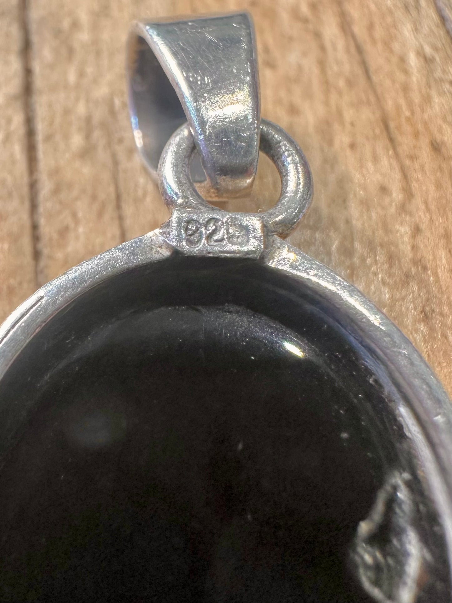 Vintage Oval Onyx 925 Sterling Silber Anhänger