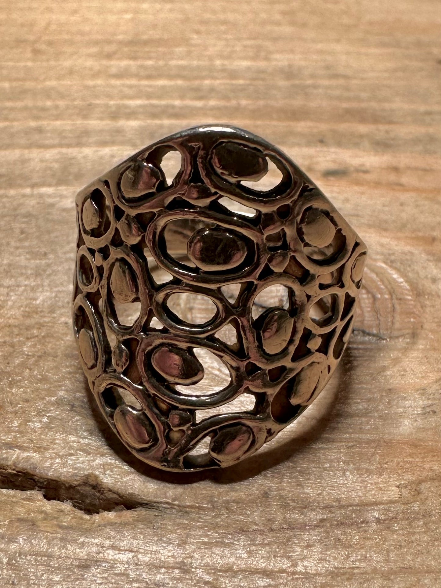 Abstract Filigree 925 Silver Size R1/2 Ring