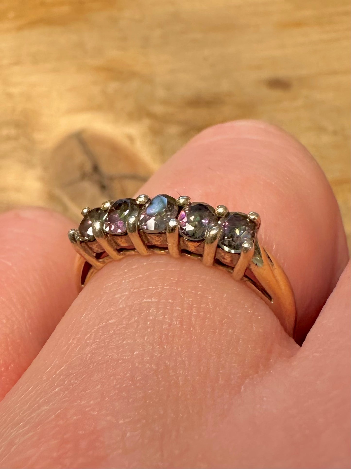 Vintage Mystic Topaz 925 Silver Size P1/2 Ring
