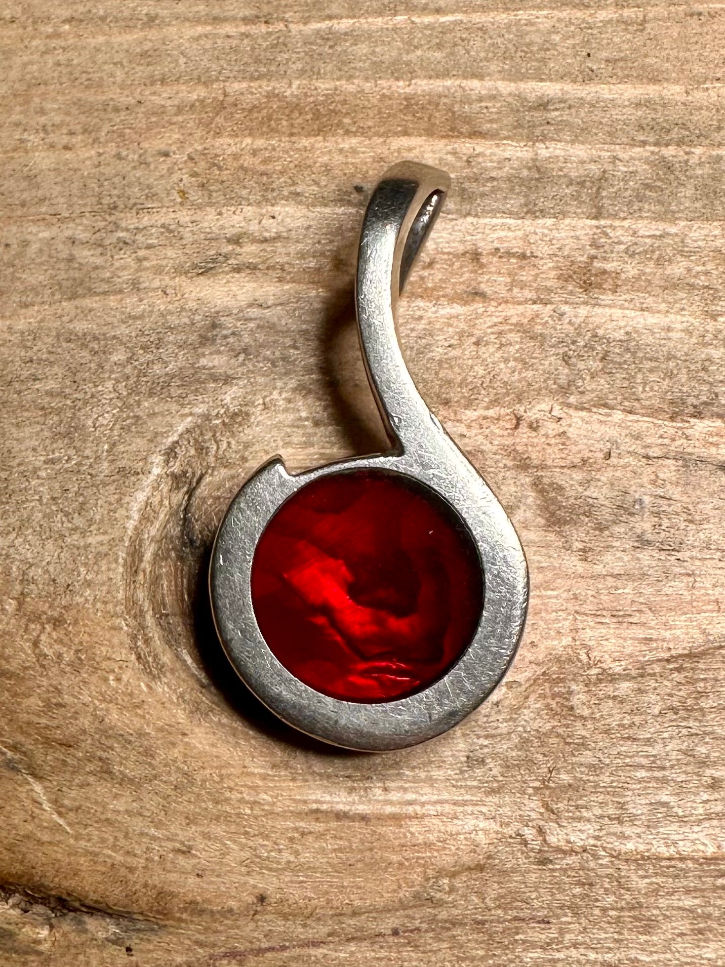 Abstract Red Circle 925 Silver Pendant