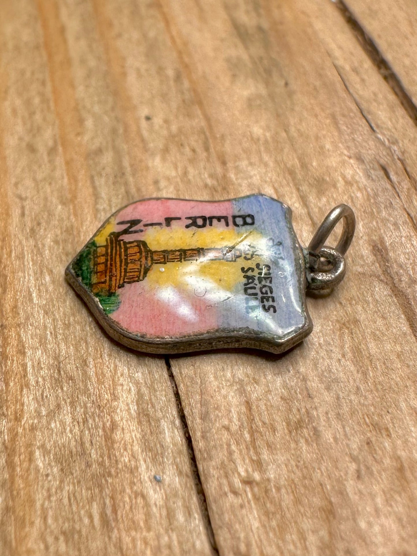 Vintage Berlin Sieges Saule Enamel Crest 835 Silver Charm Pendant