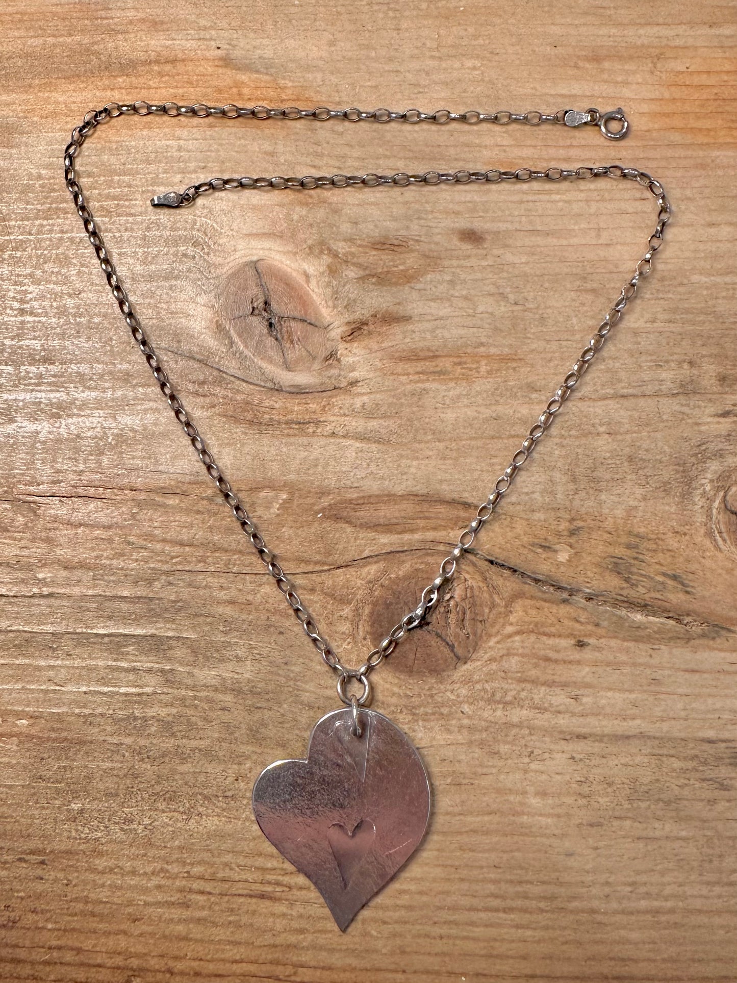 Abstract Heart Belcher Chain 925 Silver 18.8 inch Necklace