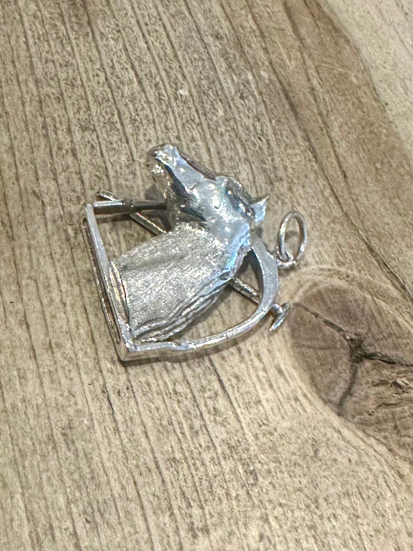 Vintage 1977 Horse Head Stirrup and Polo 925 Silver Pendant