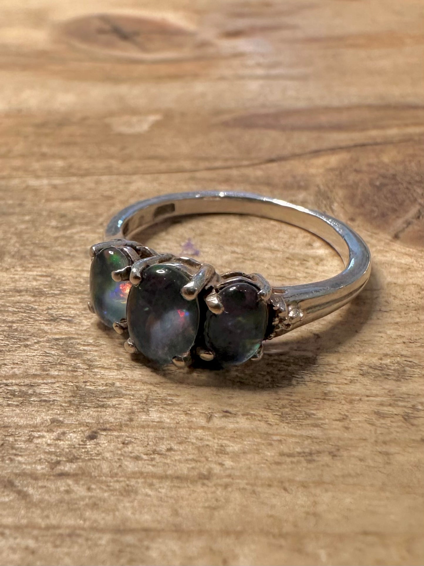Vintage Blue Opal 925 Silver Size N1/2 Ring