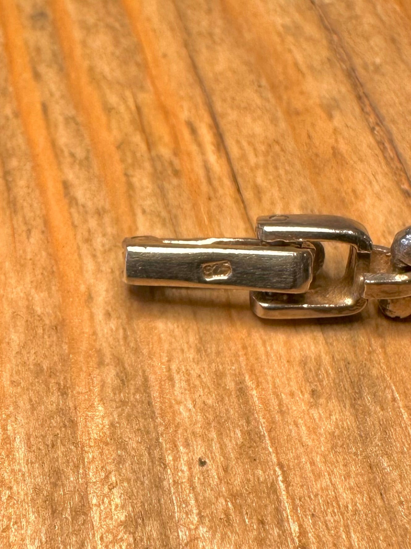 Modernist Coloured Mother of Pearl 925 Sterling Silver 7.2 inch Bracelet