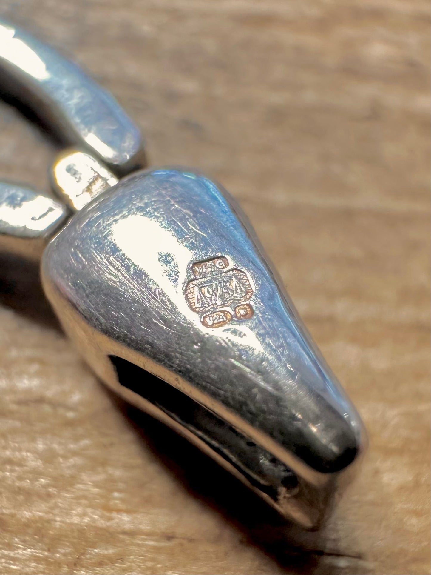 Abstract Oval Bar Link 925 Silver 7.5 inch Bracelet
