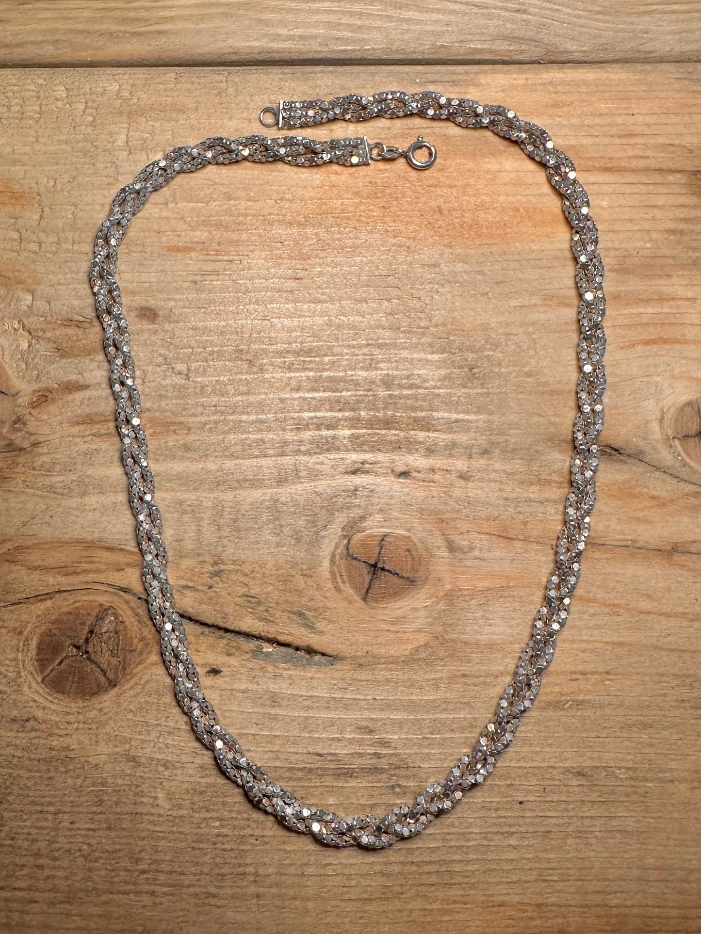 Vintage Woven Link 925 Silver 18.5 inch Necklaxe
