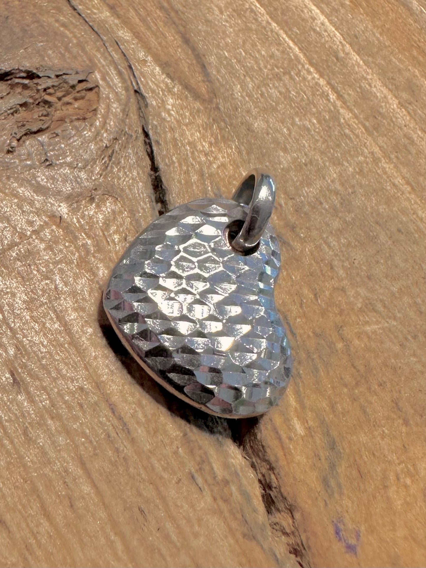 Modern 2003 Hammered Heart 925 Silver Pendant